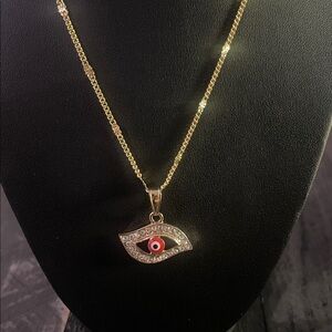 Gold Evil Eye Pendant Necklace